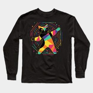 Abstract Dancing Cat || Cubist Kitten Long Sleeve T-Shirt